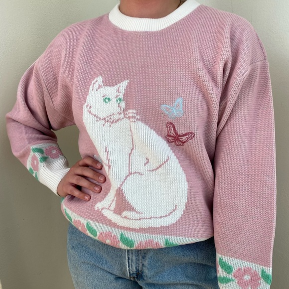 pink cat sweater